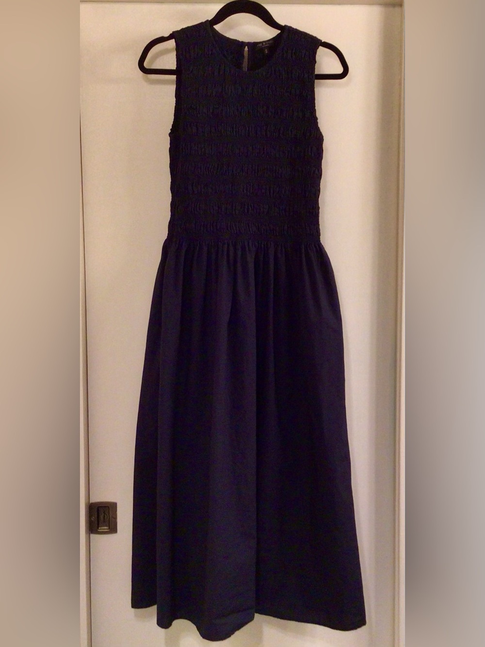 rag & bone /Lane Navy Sleeveless Smocked Cotton Maxi Dress - Sz. M - Picture 6 of 16